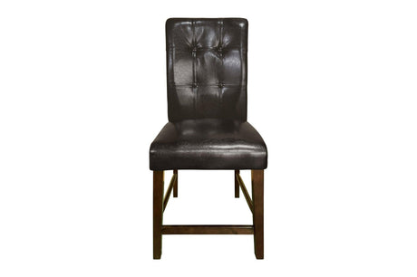 Decatur Dark Brown Wood Faux Leather Upholstered Tufted Faux Marble Rectangular Dining Room Set - Ella Furniture