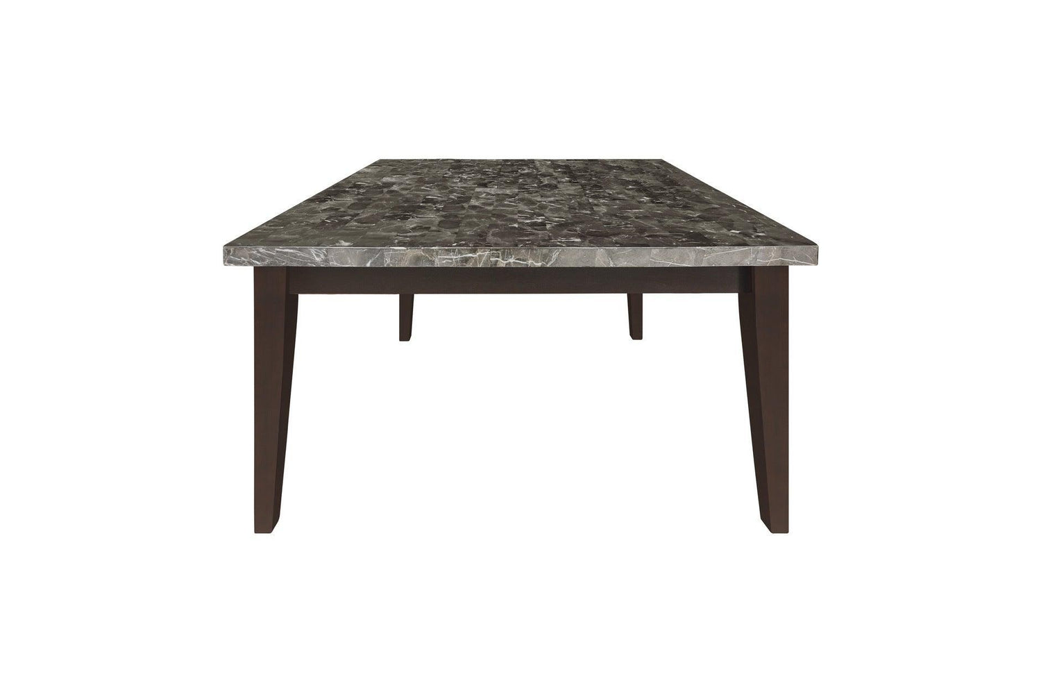 Decatur Dark Brown Wood Faux Leather Upholstered Tufted Faux Marble Rectangular Dining Room Set - Ella Furniture