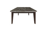 Decatur Dark Brown Wood Faux Leather Upholstered Tufted Faux Marble Rectangular Dining Room Set - Ella Furniture