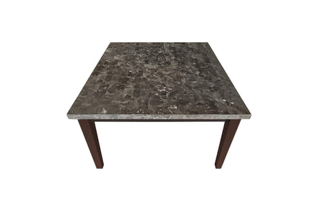 Decatur Dark Brown Wood Faux Leather Upholstered Tufted Faux Marble Rectangular Dining Room Set - Ella Furniture