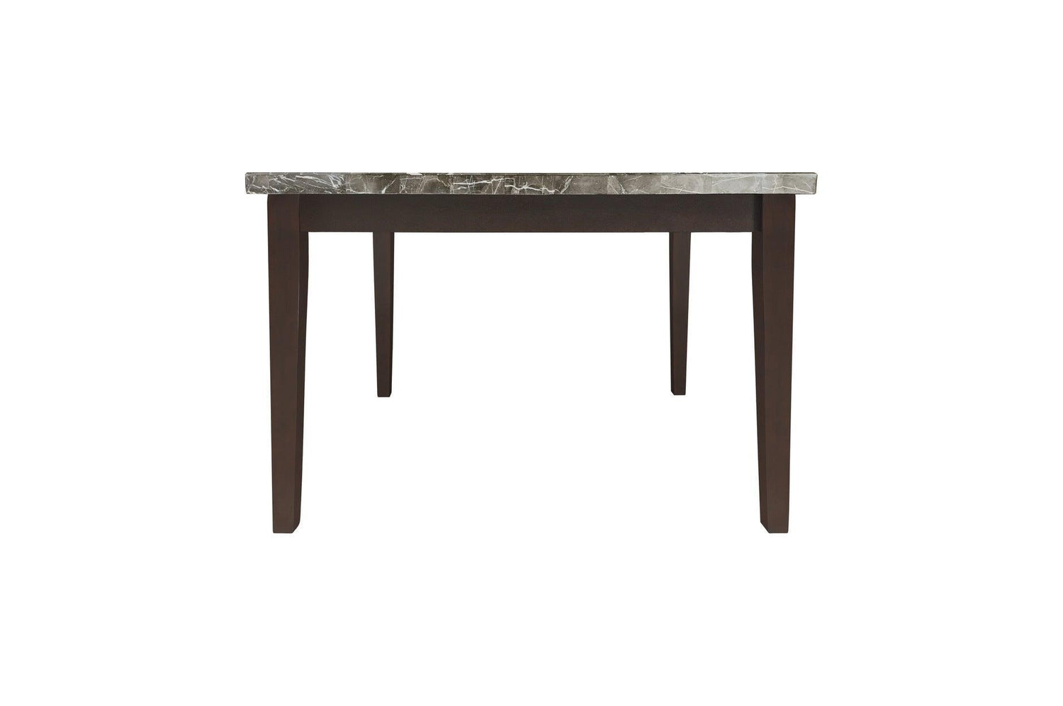 Decatur Dark Brown Wood Faux Leather Upholstered Tufted Faux Marble Rectangular Dining Room Set - Ella Furniture