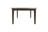 Decatur Dark Brown Wood Faux Leather Upholstered Tufted Faux Marble Rectangular Dining Room Set - Ella Furniture