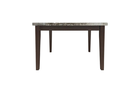 Decatur Dark Brown Wood Faux Leather Upholstered Tufted Faux Marble Rectangular Dining Room Set - Ella Furniture