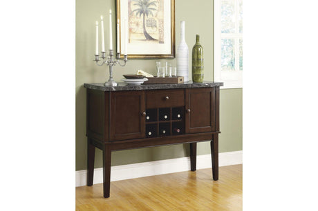 Decatur Dark Brown Wood Faux Leather Upholstered Tufted Faux Marble Rectangular Dining Room Set - Ella Furniture