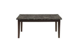 Decatur Dark Cherry, Dark Brown Solid Wood Tufted Seat Faux Marble TopRectangular Dining Room Set - Ella Furniture