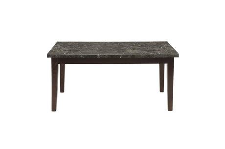 Decatur Dark Cherry, Dark Brown Solid Wood Tufted Seat Faux Marble TopRectangular Dining Room Set - Ella Furniture