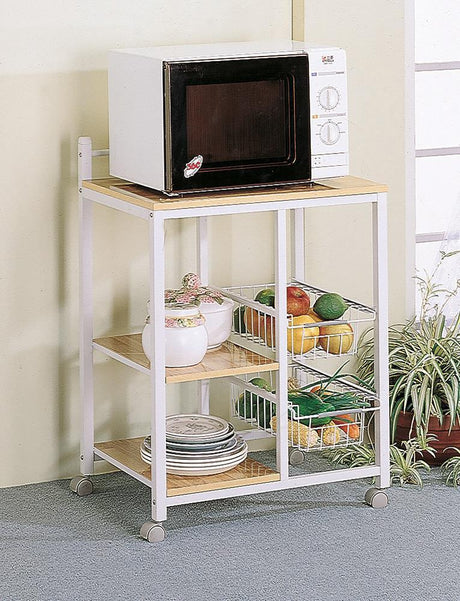 Kelvin 2-Shelf Kitchen Cart Natural Brown And White - Ella Furniture
