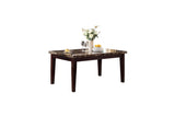 Teague Espresso Faux Leather Upholstered Tufted Seat Faux Marble Top Rectangular Dining Room Set - Ella Furniture