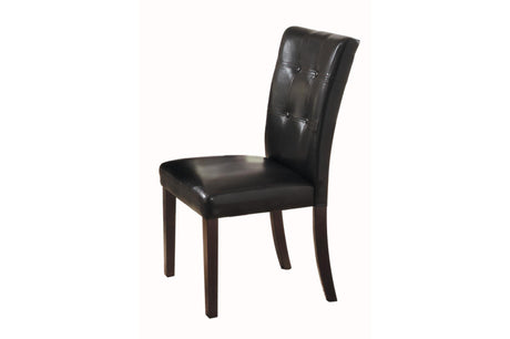Teague Espresso Faux Leather Upholstered Tufted Seat Faux Marble Top Rectangular Dining Room Set - Ella Furniture