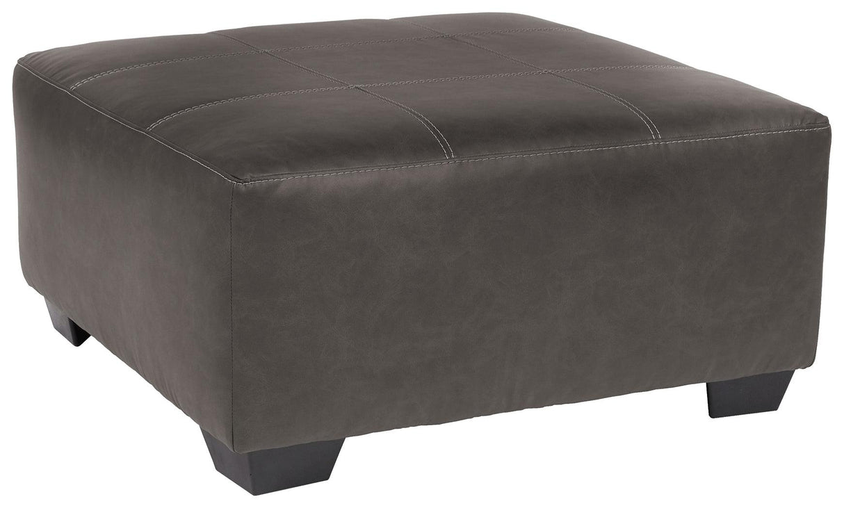 Aberton Gray Faux Leather Oversized Accent Ottoman - Ella Furniture