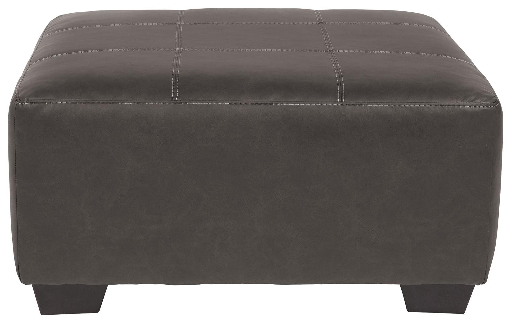 Aberton Gray Faux Leather Oversized Accent Ottoman - Ella Furniture