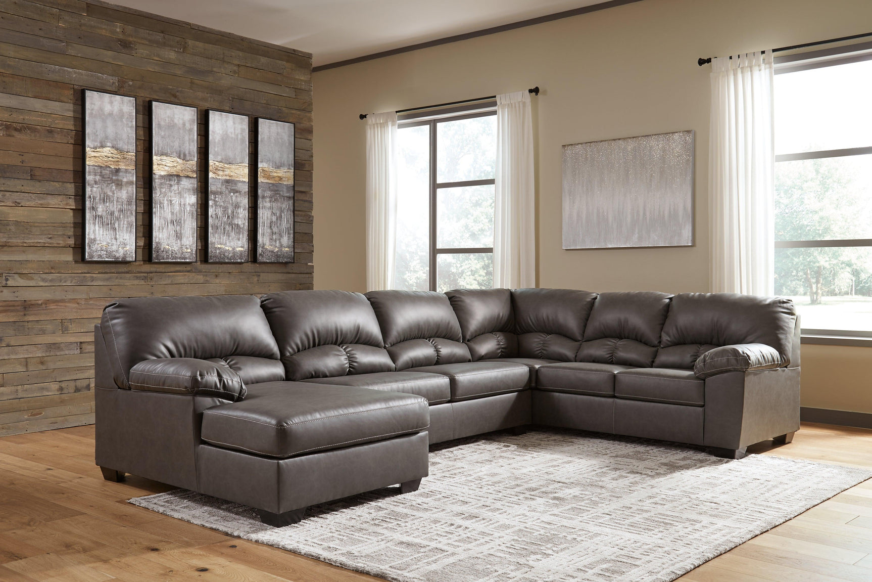 Aberton Gray 3-Piece Sectional With Chaise - Ella Furniture