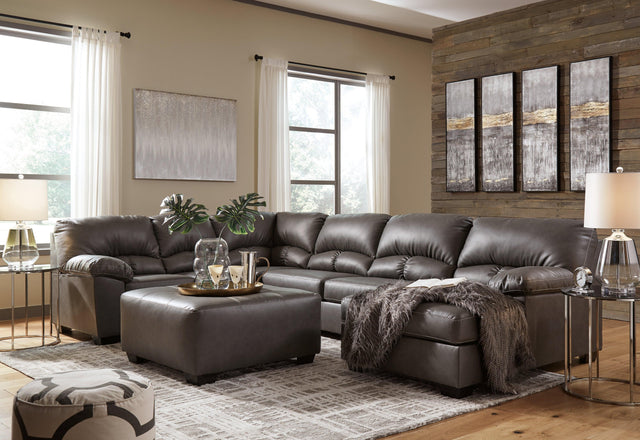 Aberton Gray 3-Piece Sectional With Ottoman - Ella Furniture