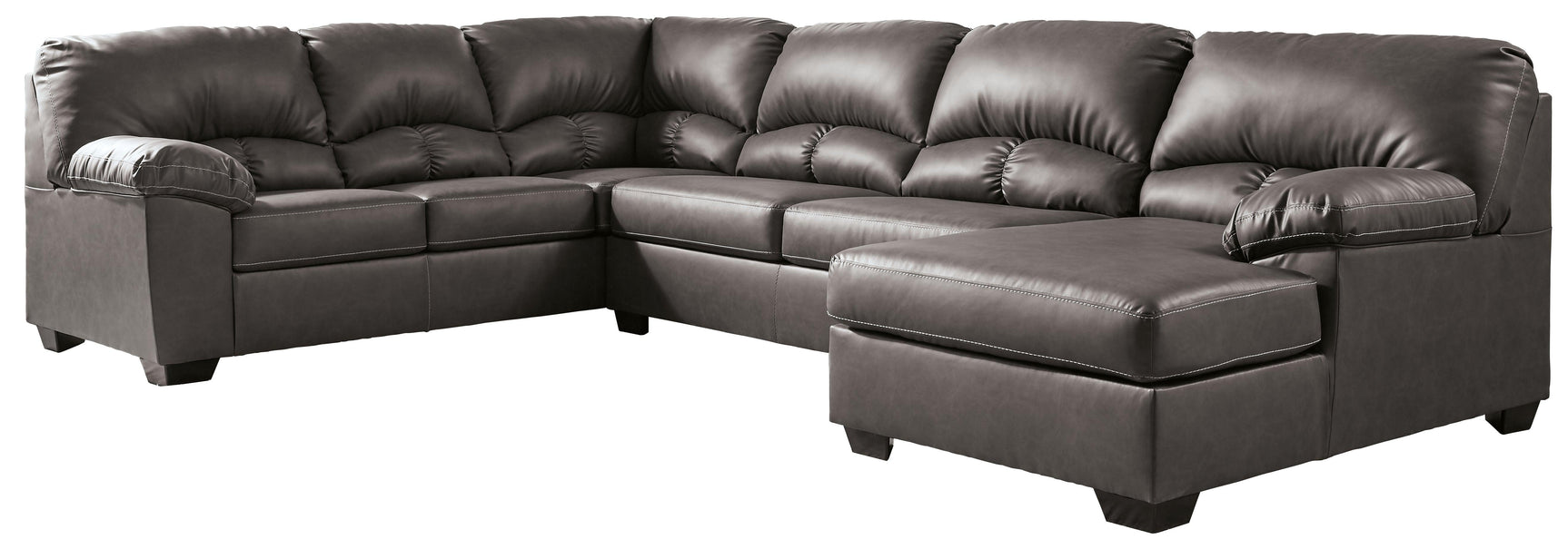 Aberton Gray 3-Piece Sectional With Ottoman - Ella Furniture