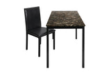 Tempe Dark Brown Modern Contemporary Transitional Faux Marble, Faux Leather Writing Desk And Chair - Ella Furniture