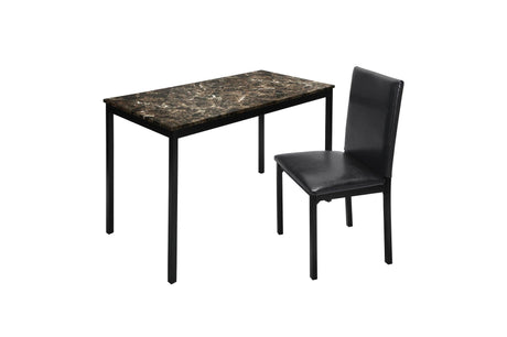 Tempe Dark Brown Modern Contemporary Transitional Faux Marble, Faux Leather Writing Desk And Chair - Ella Furniture