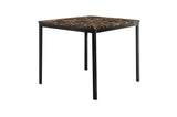 Tempe Brown Solid Wood Leather Seat Faux Marble Top Counter Height Rectangular Dining Room Set - Ella Furniture