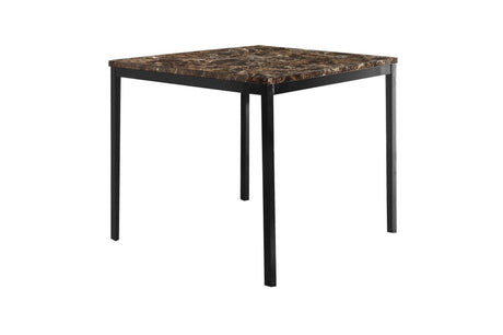 Tempe Brown Solid Wood Leather Seat Faux Marble Top Counter Height Rectangular Dining Room Set - Ella Furniture