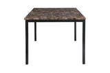 Tempe Brown Solid Wood Leather Seat Faux Marble Top Counter Height Rectangular Dining Room Set - Ella Furniture