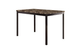 Tempe Brown Solid Wood Faux Leather Upholstered Seat Faux Marble Top Rectangular Dining Room Set - Ella Furniture