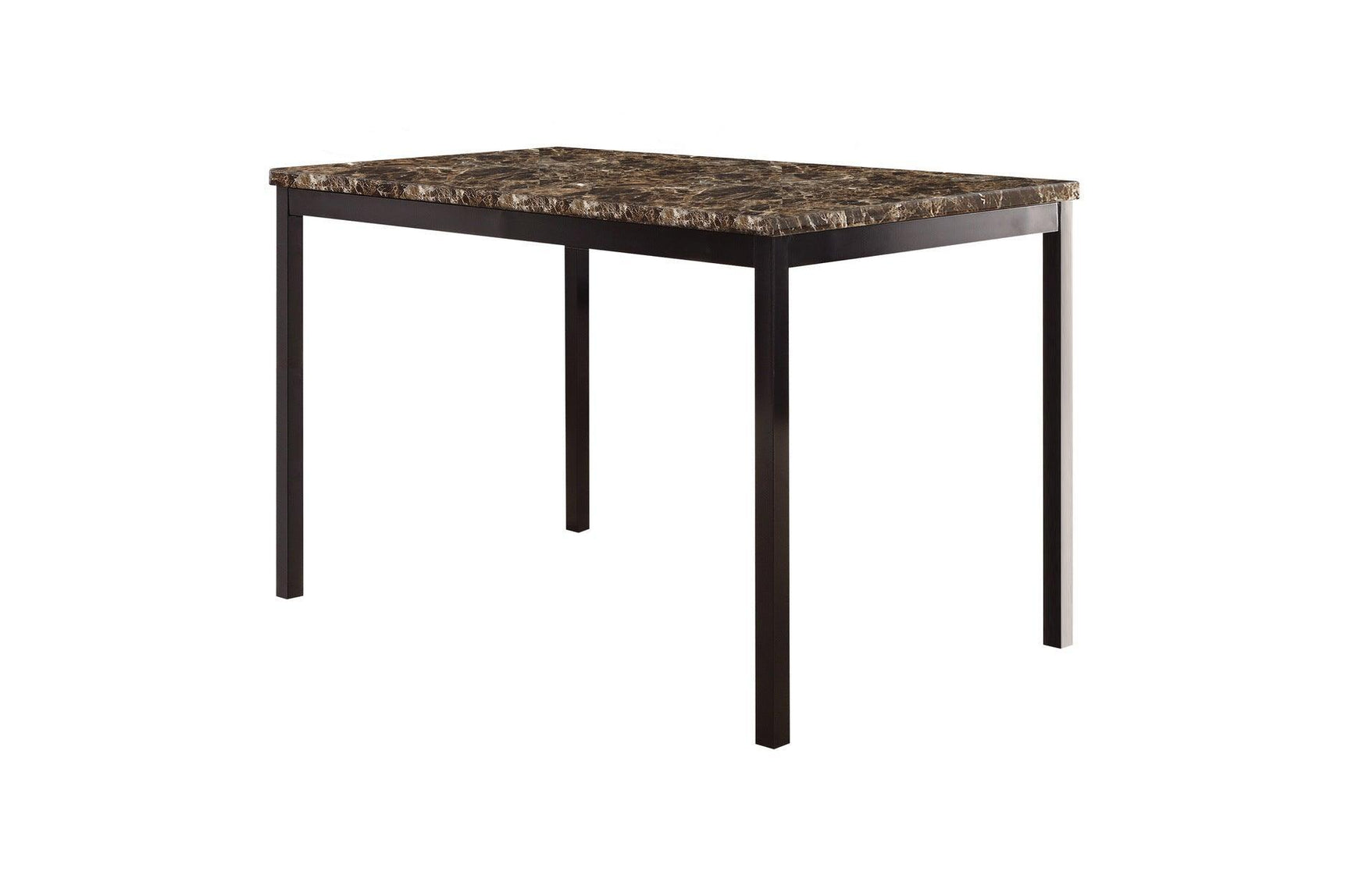 Tempe Brown Solid Wood Faux Leather Upholstered Seat Faux Marble Top Rectangular Dining Room Set - Ella Furniture