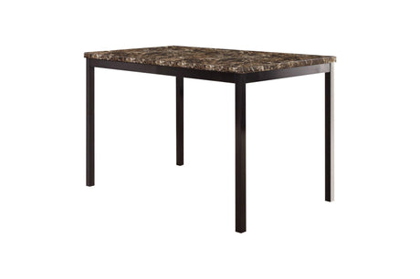 Tempe Brown Solid Wood Faux Leather Upholstered Seat Faux Marble Top Rectangular Dining Room Set - Ella Furniture