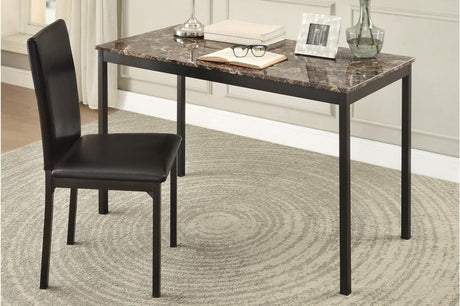 Tempe Dark Brown Modern Contemporary Transitional Faux Marble, Faux Leather Writing Desk And Chair - Ella Furniture