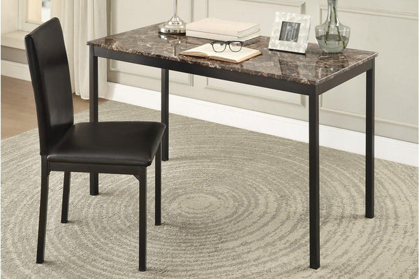 Tempe Dark Brown Modern Contemporary Transitional Faux Marble, Faux Leather Writing Desk And Chair - Ella Furniture