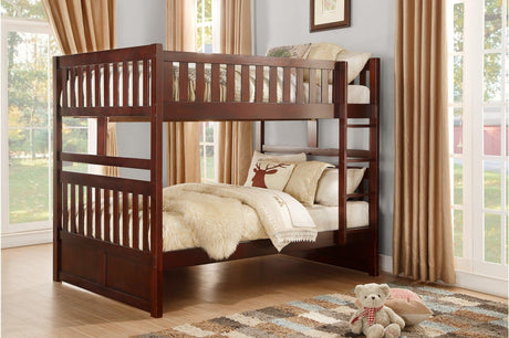 Rowe Dark Cherry Modern Transitional Solid Wood Youth Twin Over Twin Bedroom Set - Ella Furniture