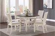 Asher Antique White, Light Brown Solid Wood Fabric Upholstered Seat Round Dining Room Set - Ella Furniture