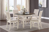 Asher Antique White, Light Brown Solid Wood Fabric Upholstered Seat Round Dining Room Set - Ella Furniture