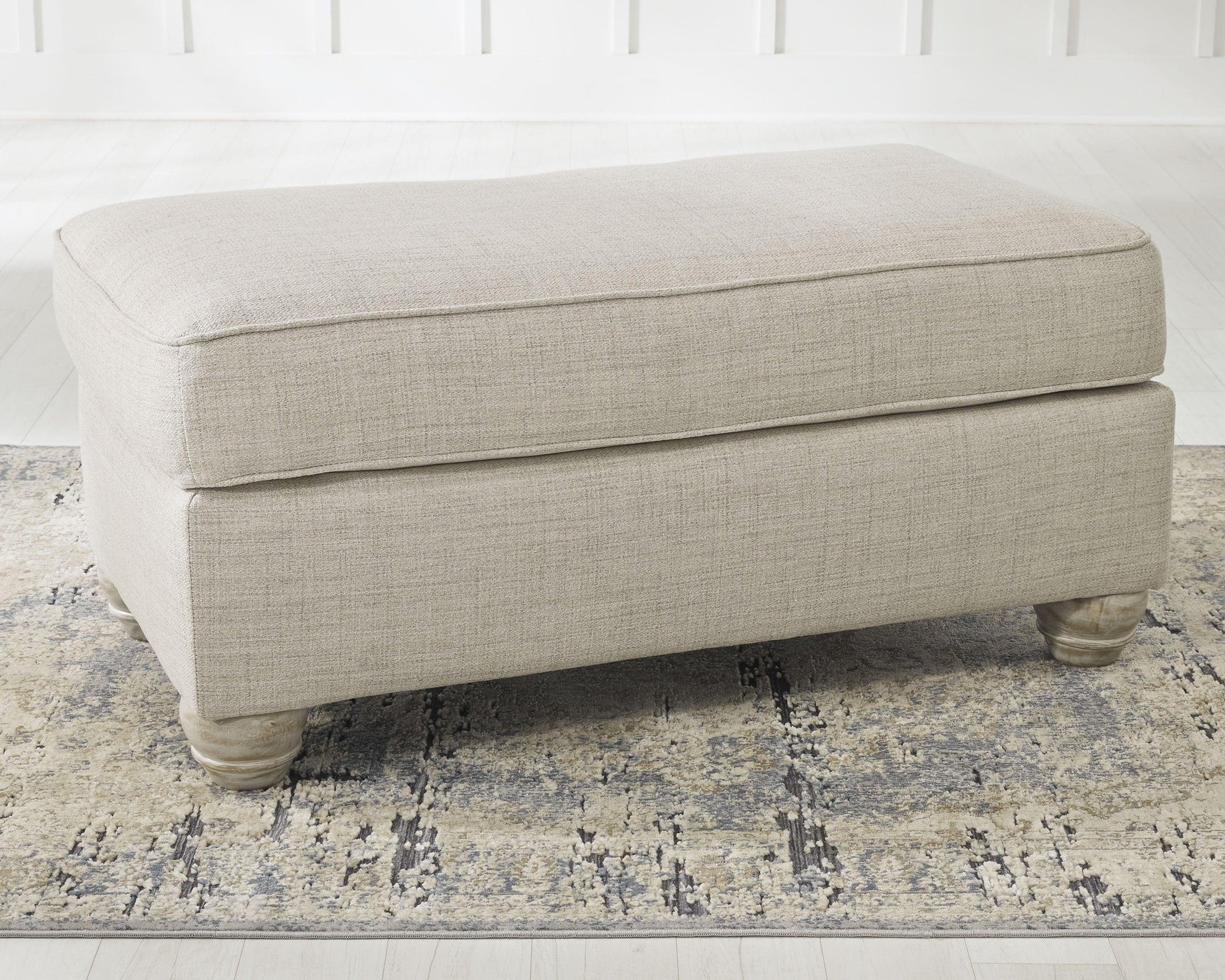 Traemore Linen Chenille Ottoman - Ella Furniture