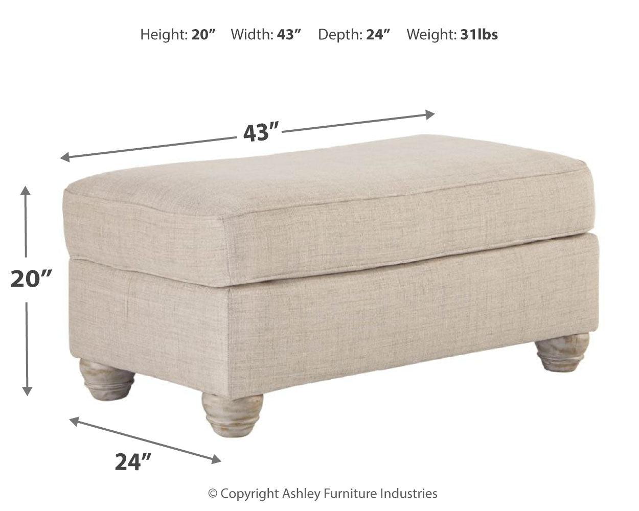 Traemore Linen Chenille Ottoman - Ella Furniture