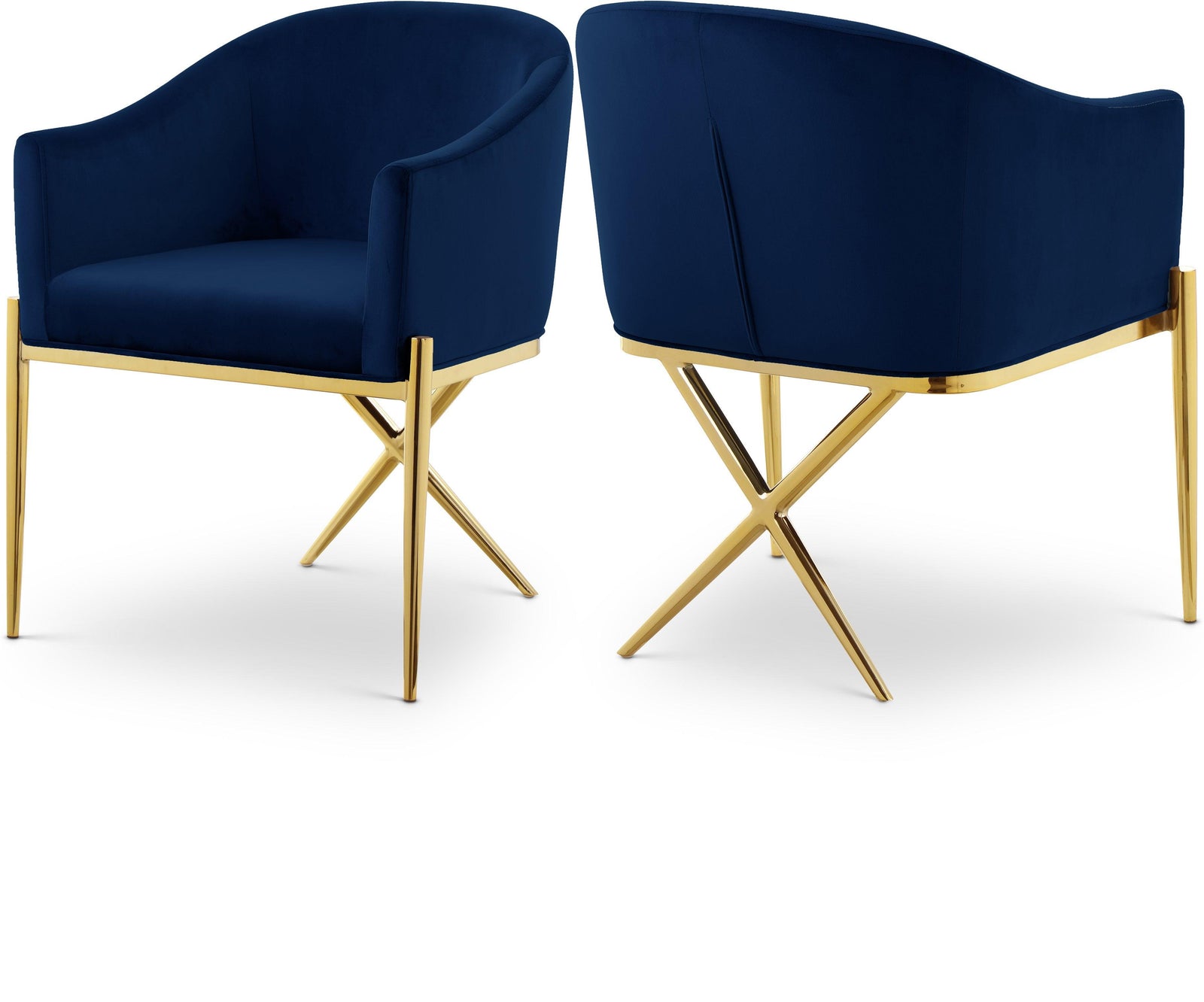 Xavier Blue Velvet Dining Chair 763Navy-c - Ella Furniture