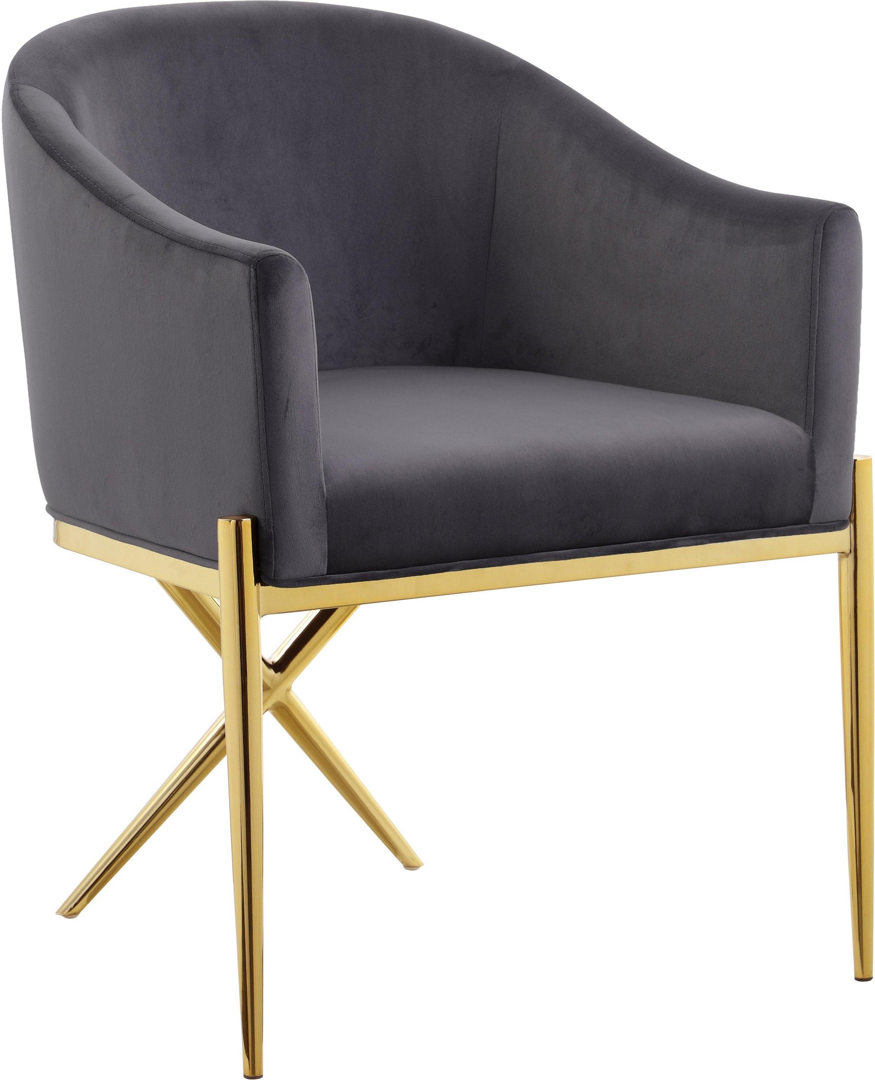 Xavier Grey Velvet Dining Chair 763Grey-c - Ella Furniture