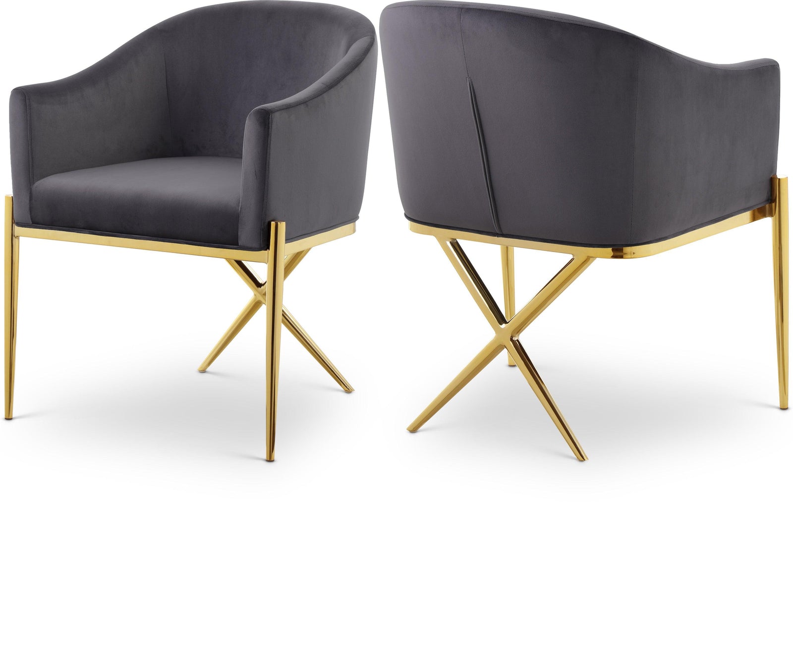 Xavier Grey Velvet Dining Chair 763Grey-c - Ella Furniture