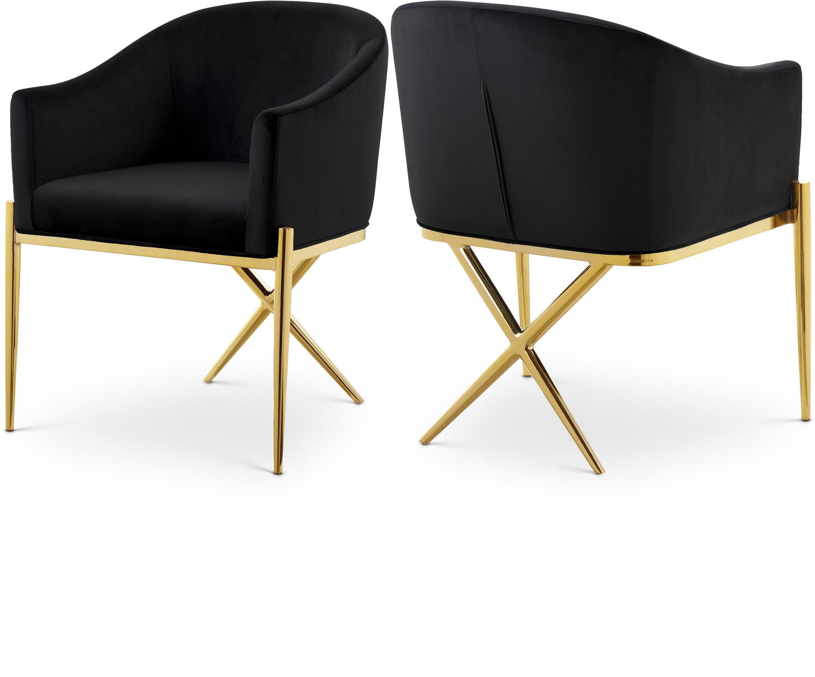 Xavier Black Velvet Dining Chair 763Black-c - Ella Furniture