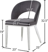 Roberto Grey Velvet Dining Chair - Ella Furniture