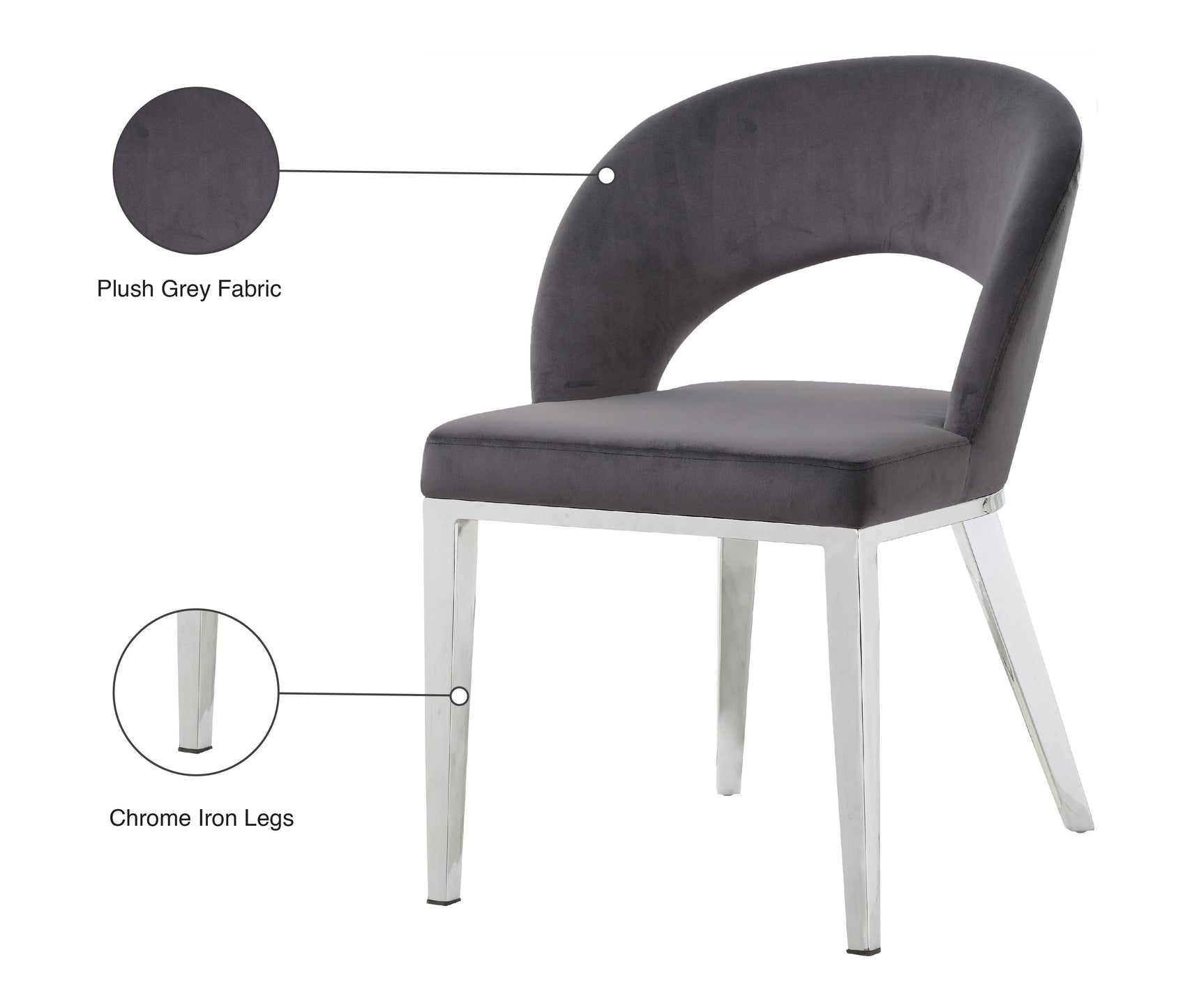 Roberto Grey Velvet Dining Chair - Ella Furniture