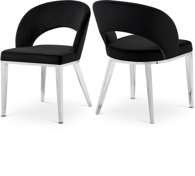 Roberto Black Velvet Dining Chair - Ella Furniture