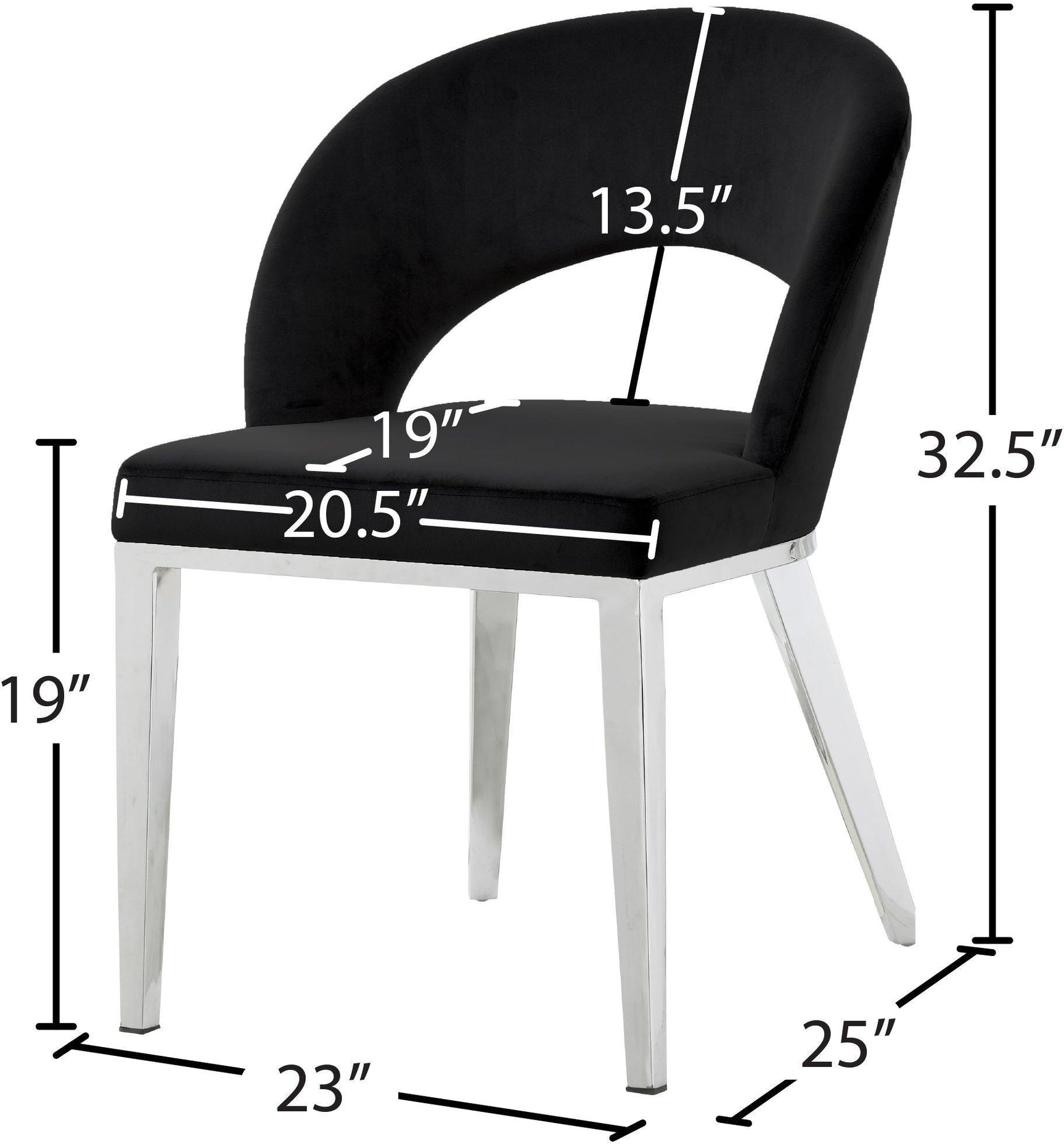Roberto Black Velvet Dining Chair - Ella Furniture