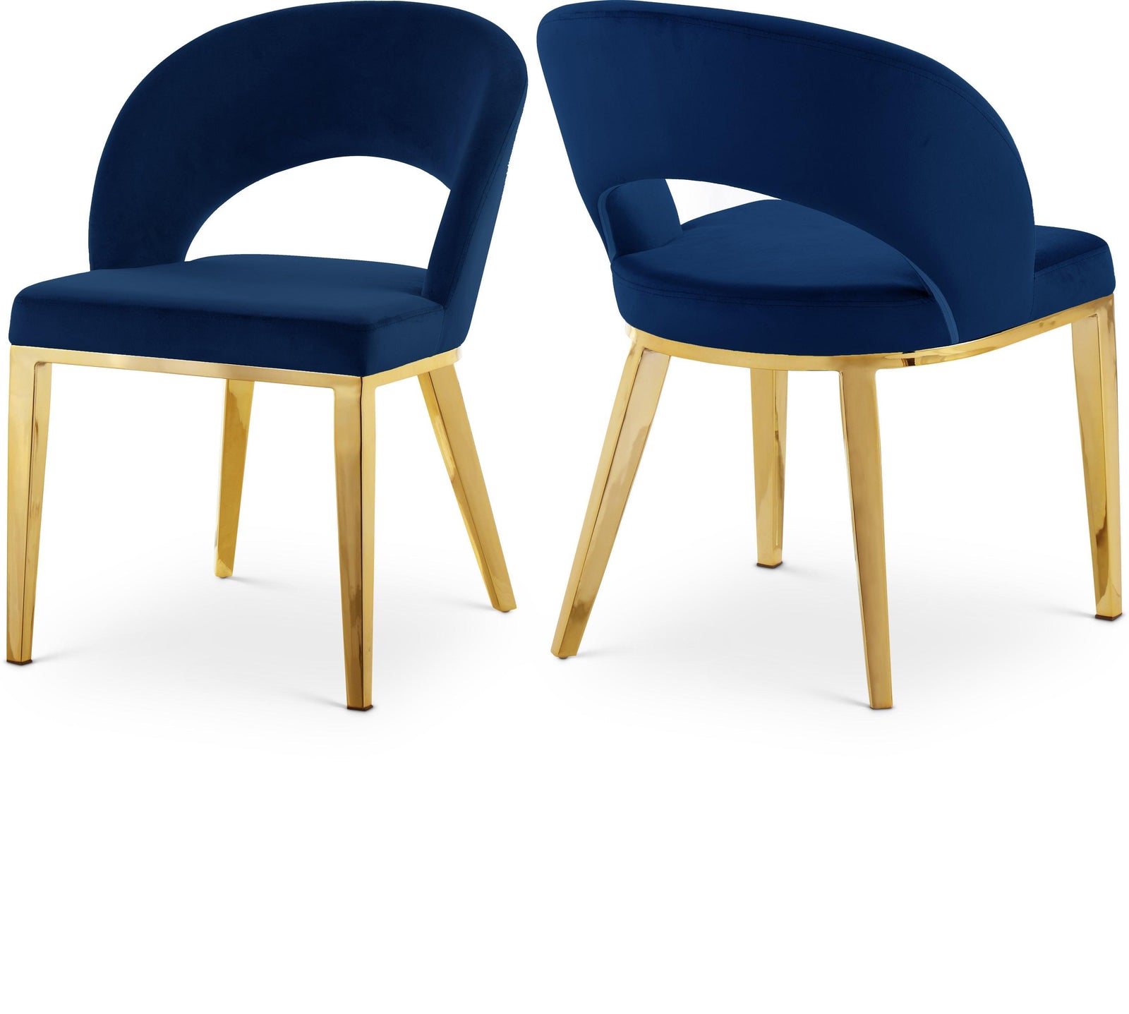 Roberto Blue Velvet Dining Chair 765Navy-c - Ella Furniture