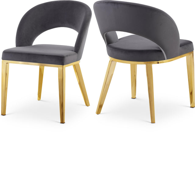 Roberto Grey Velvet Dining Chair 765Grey-c - Ella Furniture
