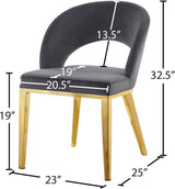 Roberto Grey Velvet Dining Chair 765Grey-c - Ella Furniture