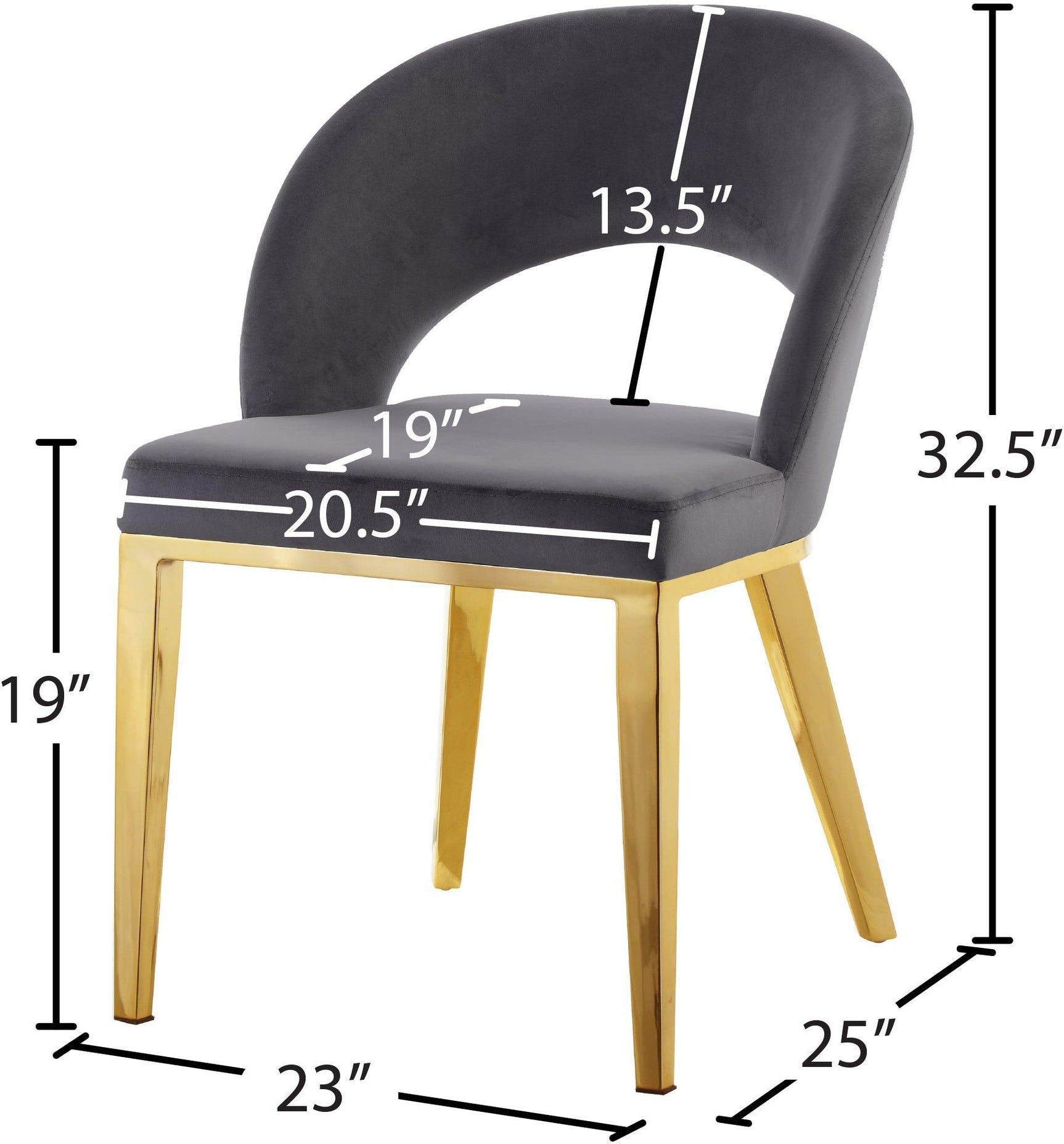 Roberto Grey Velvet Dining Chair 765Grey-c - Ella Furniture