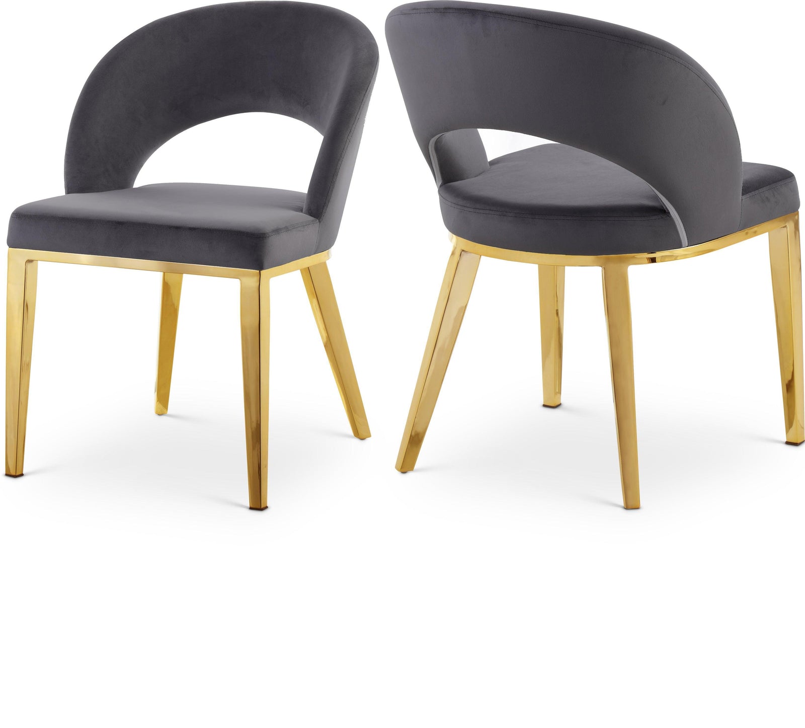 Roberto Grey Velvet Dining Chair 765Grey-c - Ella Furniture