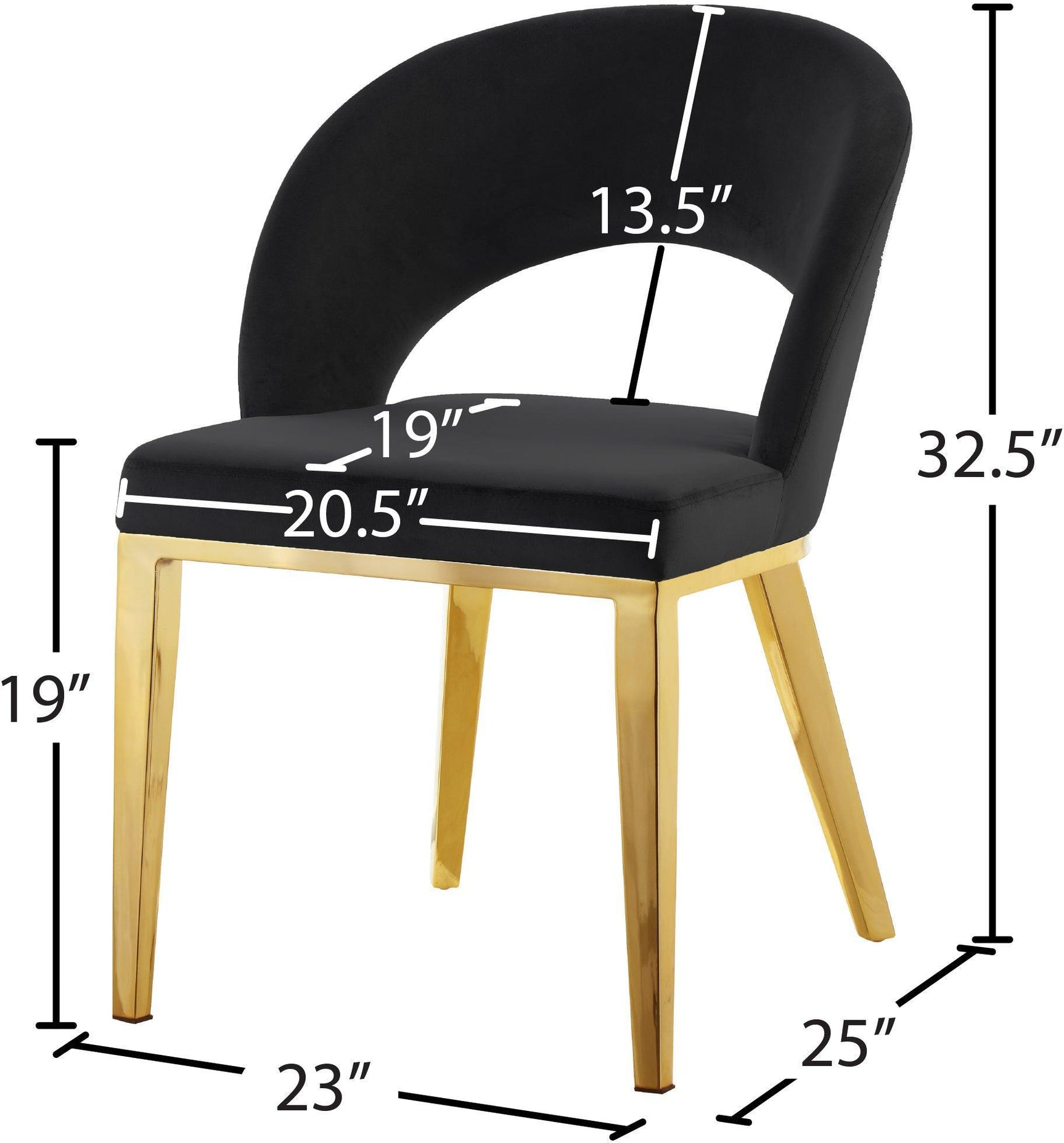 Roberto Black Velvet Dining Chair 765Black-c - Ella Furniture