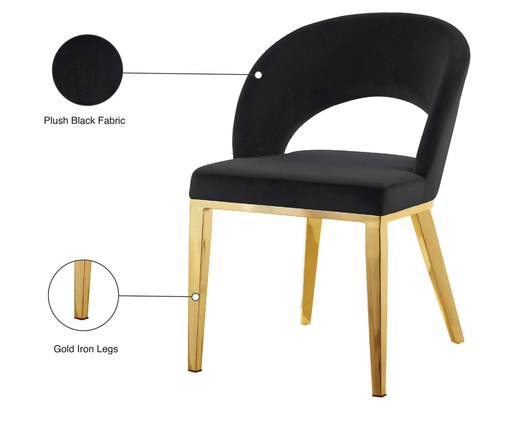 Roberto Black Velvet Dining Chair 765Black-c - Ella Furniture