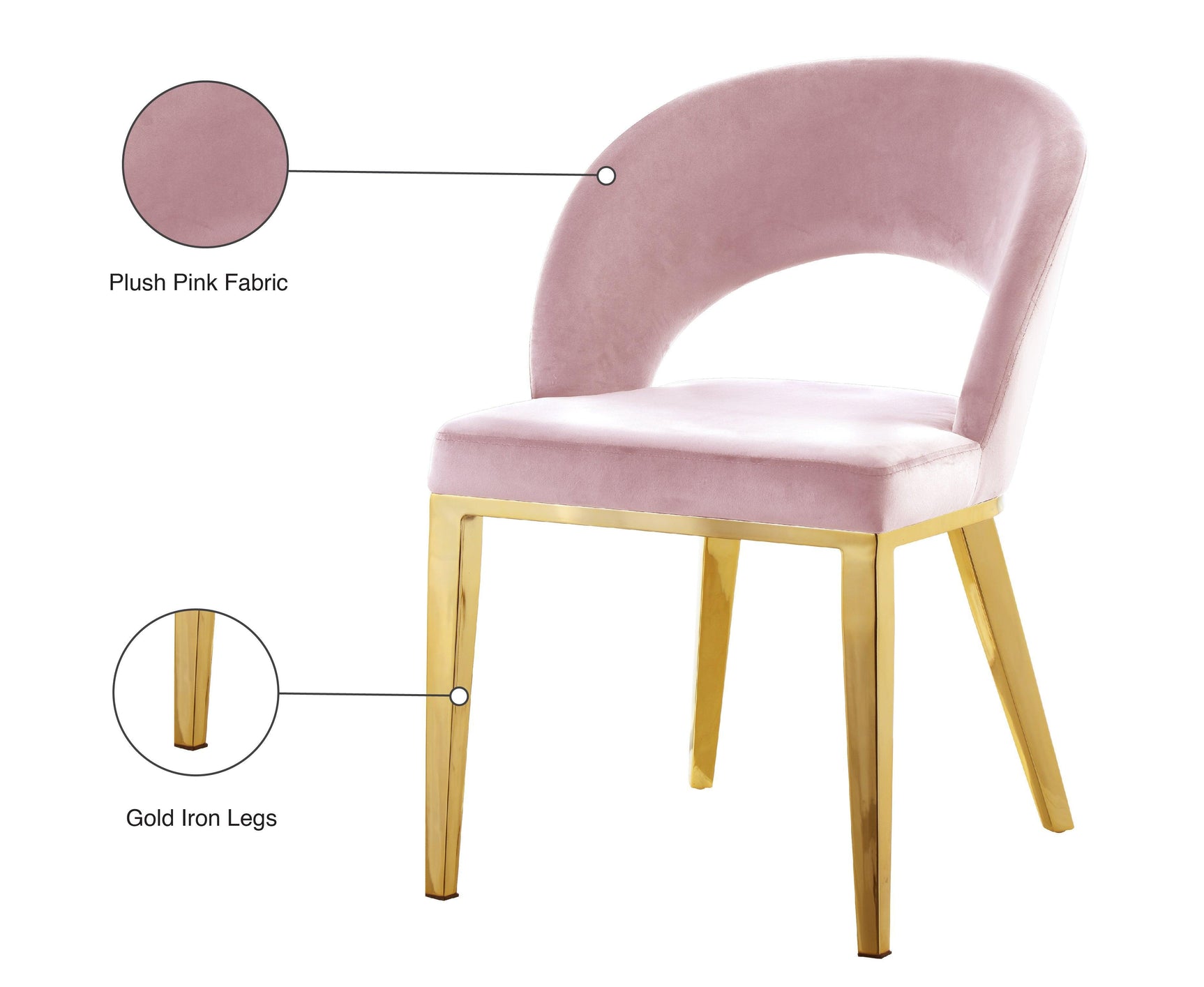 Roberto Pink Velvet Dining Chair - Ella Furniture