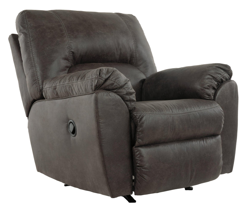 Tambo Pewter Faux Leather Recliner - Ella Furniture